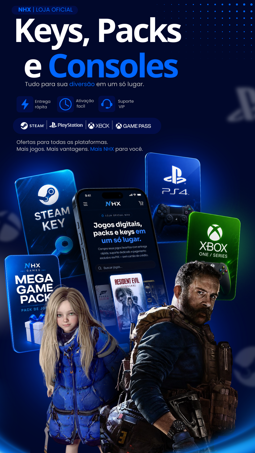 NHX — Keys, Packs e Consoles para todas as plataformas